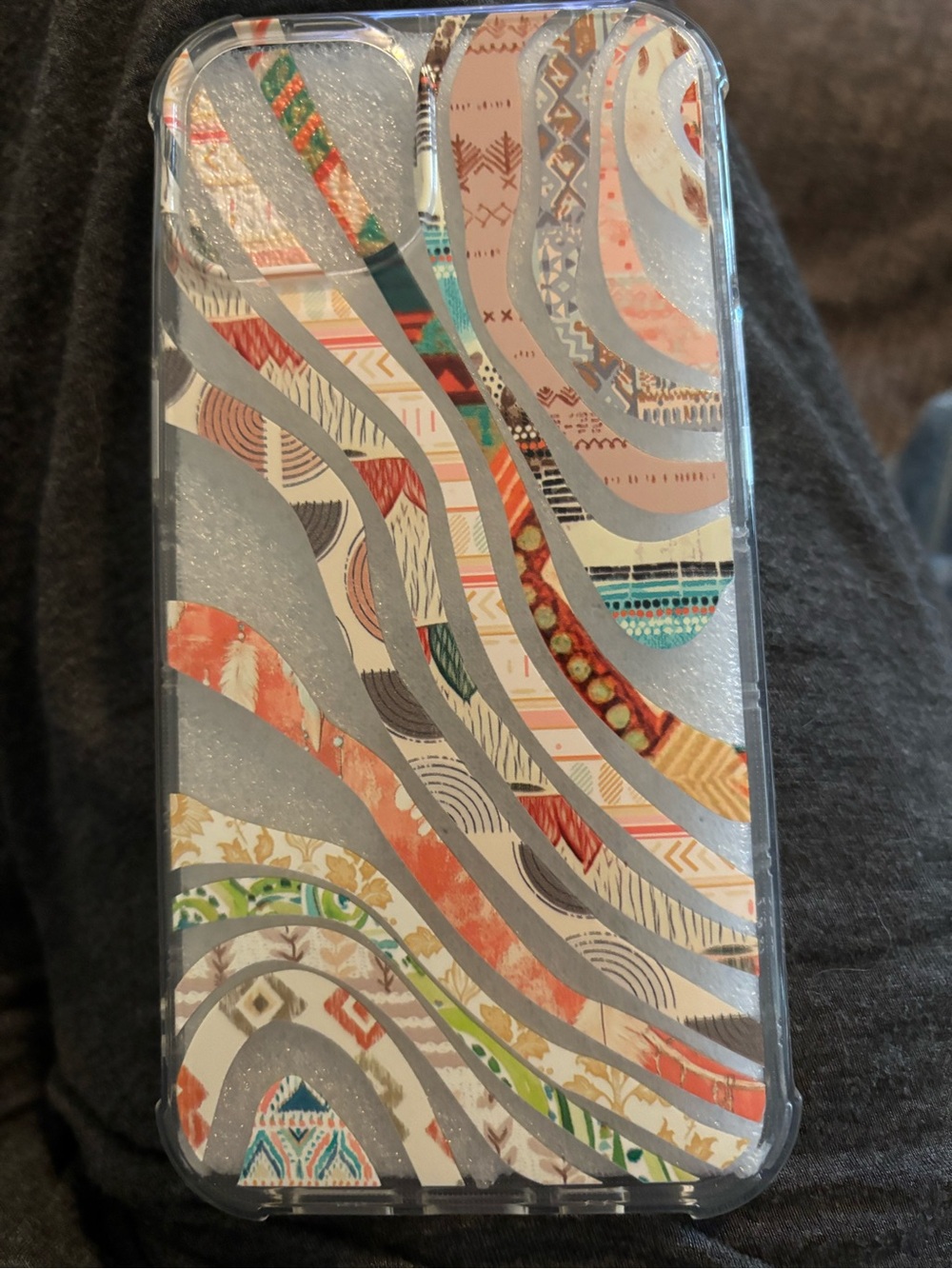 Decorative Multicolor Wave Pattern Clear Phone Case